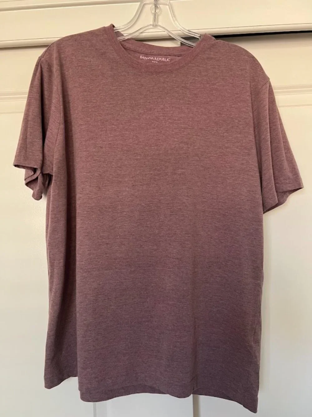 Banana Republic Heather Maroon Mauve Crew Neck Short Sleeve T-Shirt Size Large